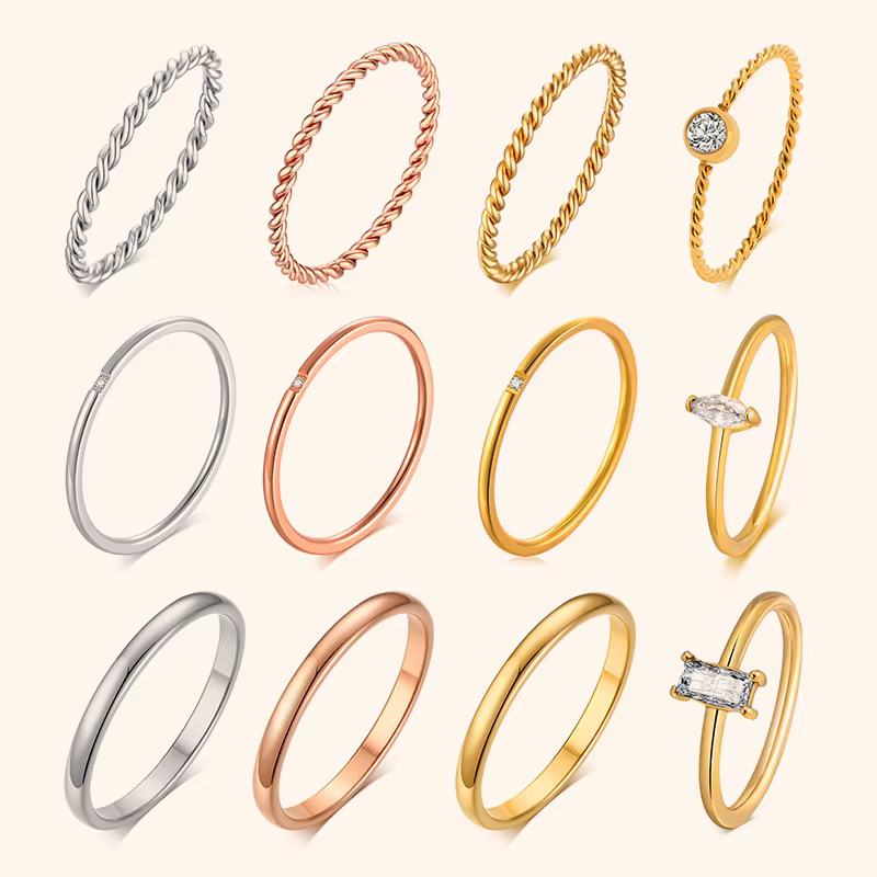Bague mince Chic en corde torsadée pour femmes