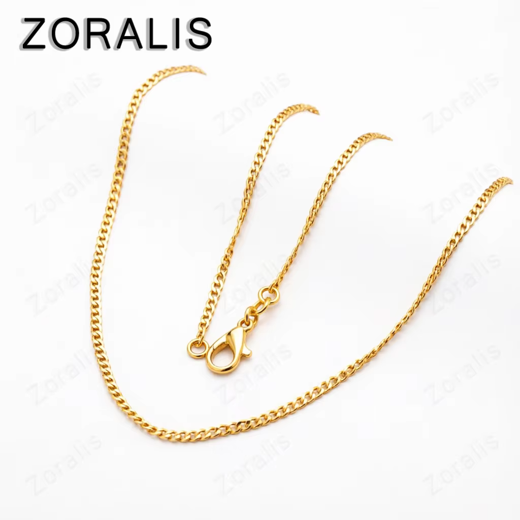 Chaîne de collier plate en or 18 carats de 2 mm pour femmes et hommes