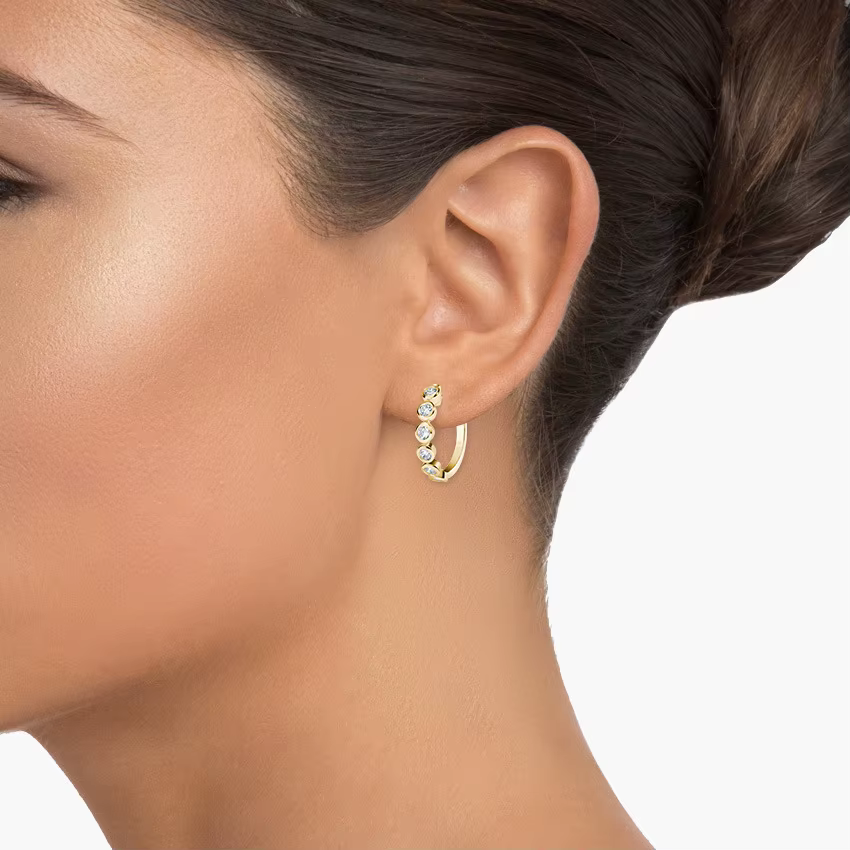Boucles d'oreilles élégantes en Moissanite plaquées or 18 carats en argent S925 pour femmes – Bijoux exquis