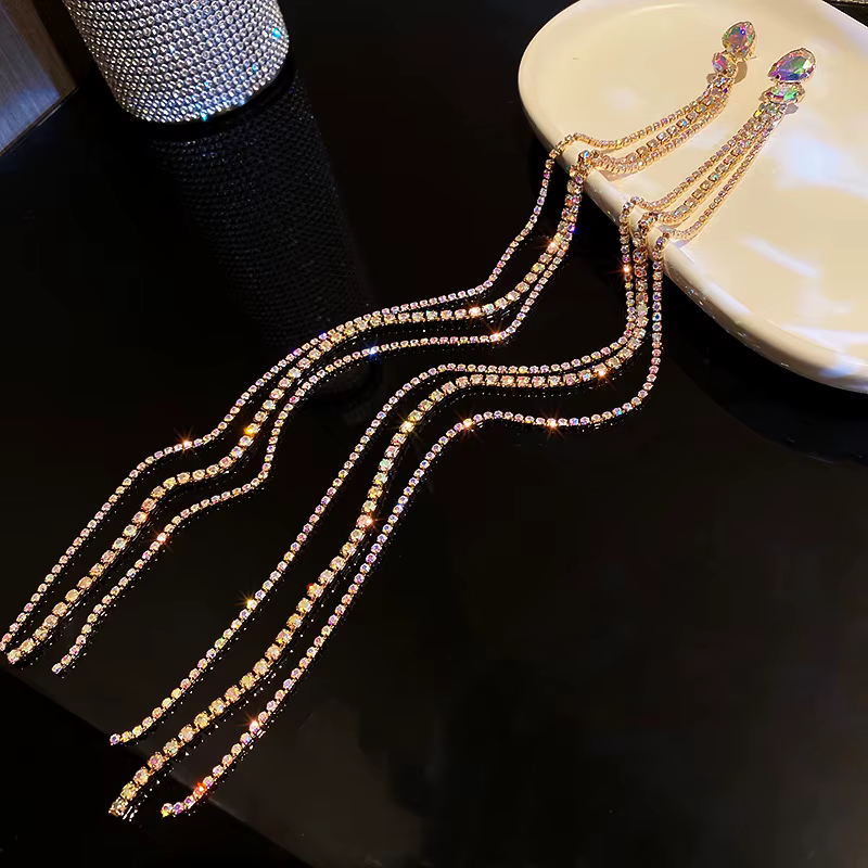 Boucles d'oreilles géométriques colorées en strass DREJEW pour femmes