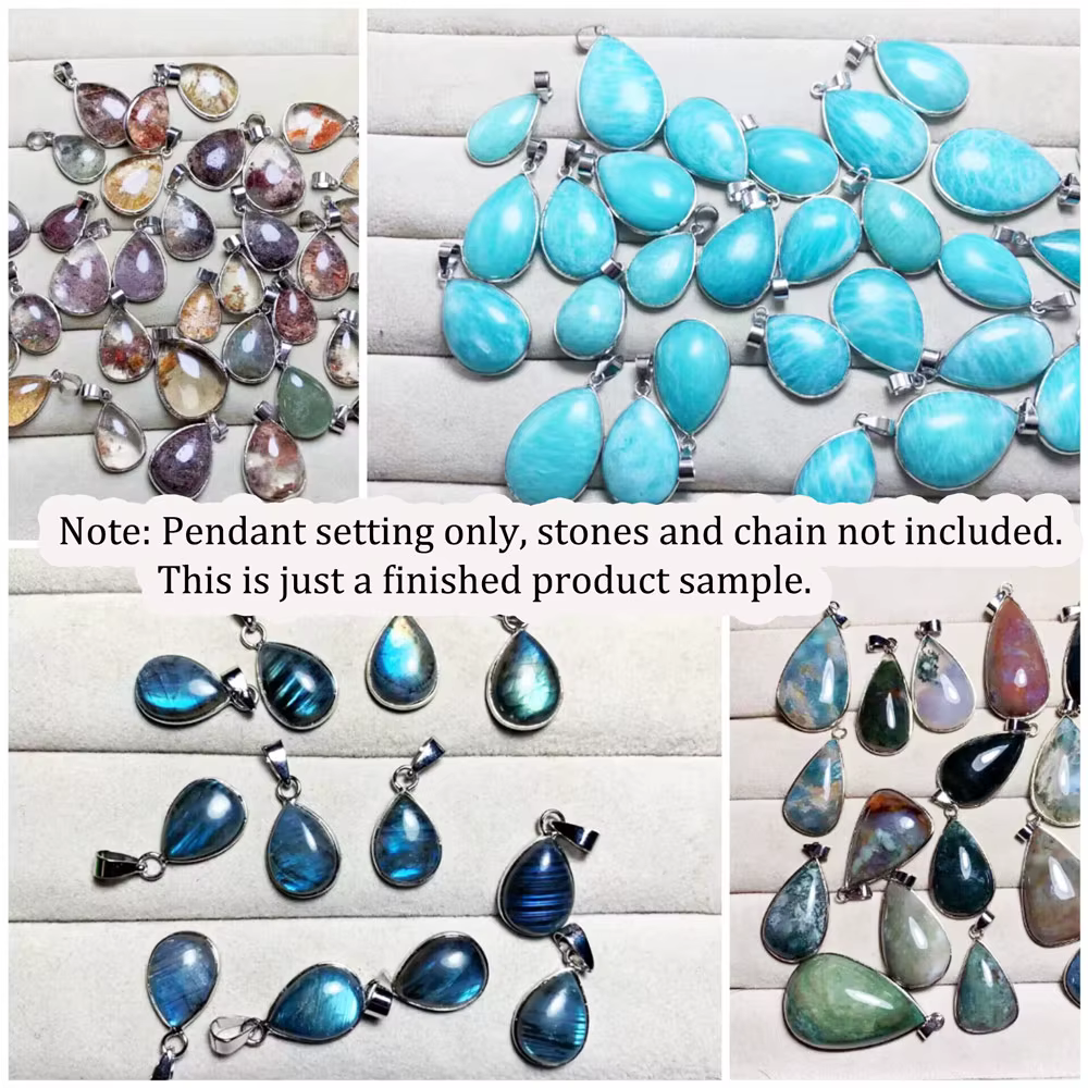 Paramètres de lunette de pendentif arrière solide de poire de résine de lait maternel