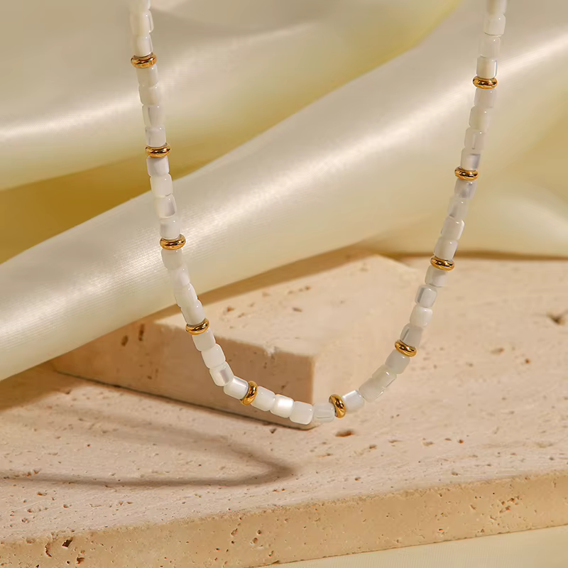 Collier Ras du Cou en Acier Inoxydable Plaqué Or 18K pour Femme