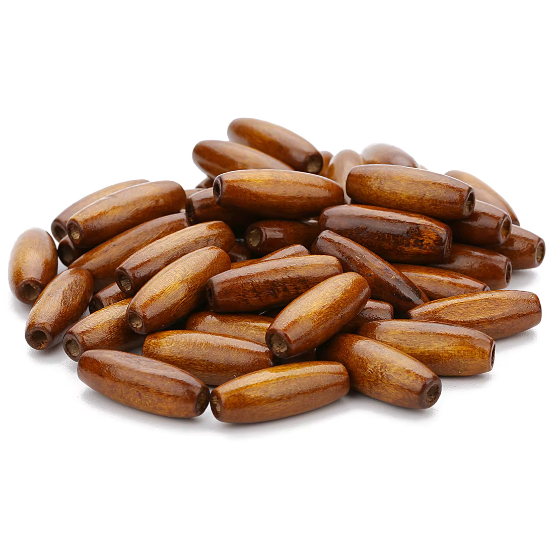 Perles en bois naturel en forme d'olive