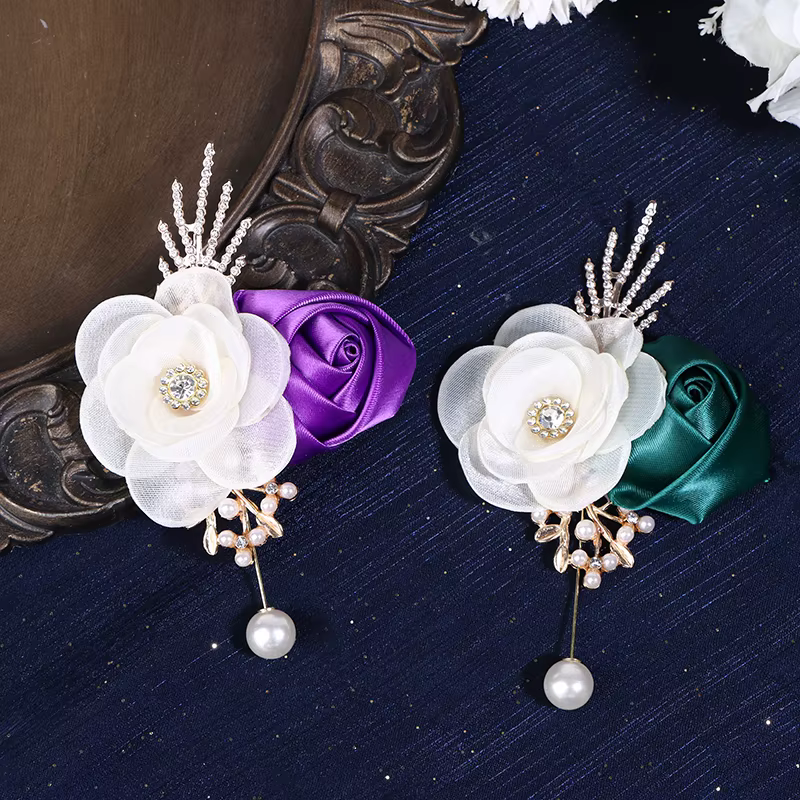 Boutonnière de marié, broche pour témoin de mariage