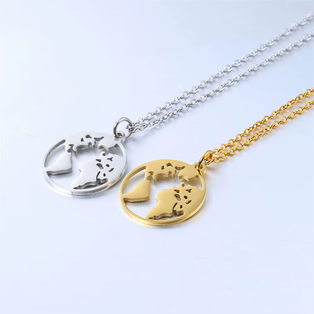 Pendentif carte du monde petit Globe pour femmes