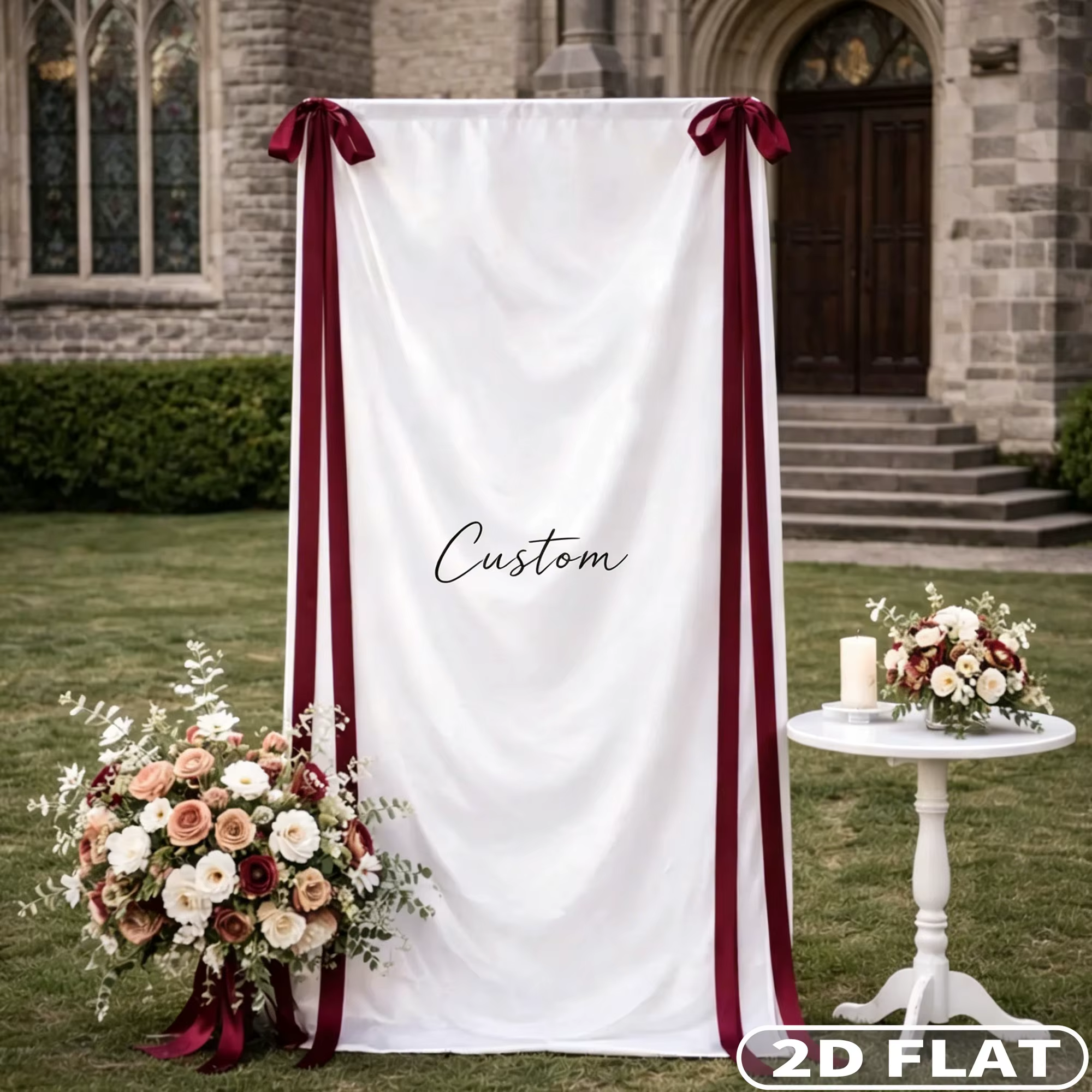 1 bannière de bienvenue personnalisée 2D plate en satin 90*200cm