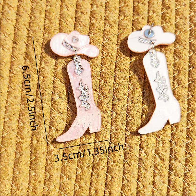 KUGUYS nouveau Cowgirl boucles d'oreilles pour femmes bijoux de mode mignon Cool Cowboy chapeau bottes