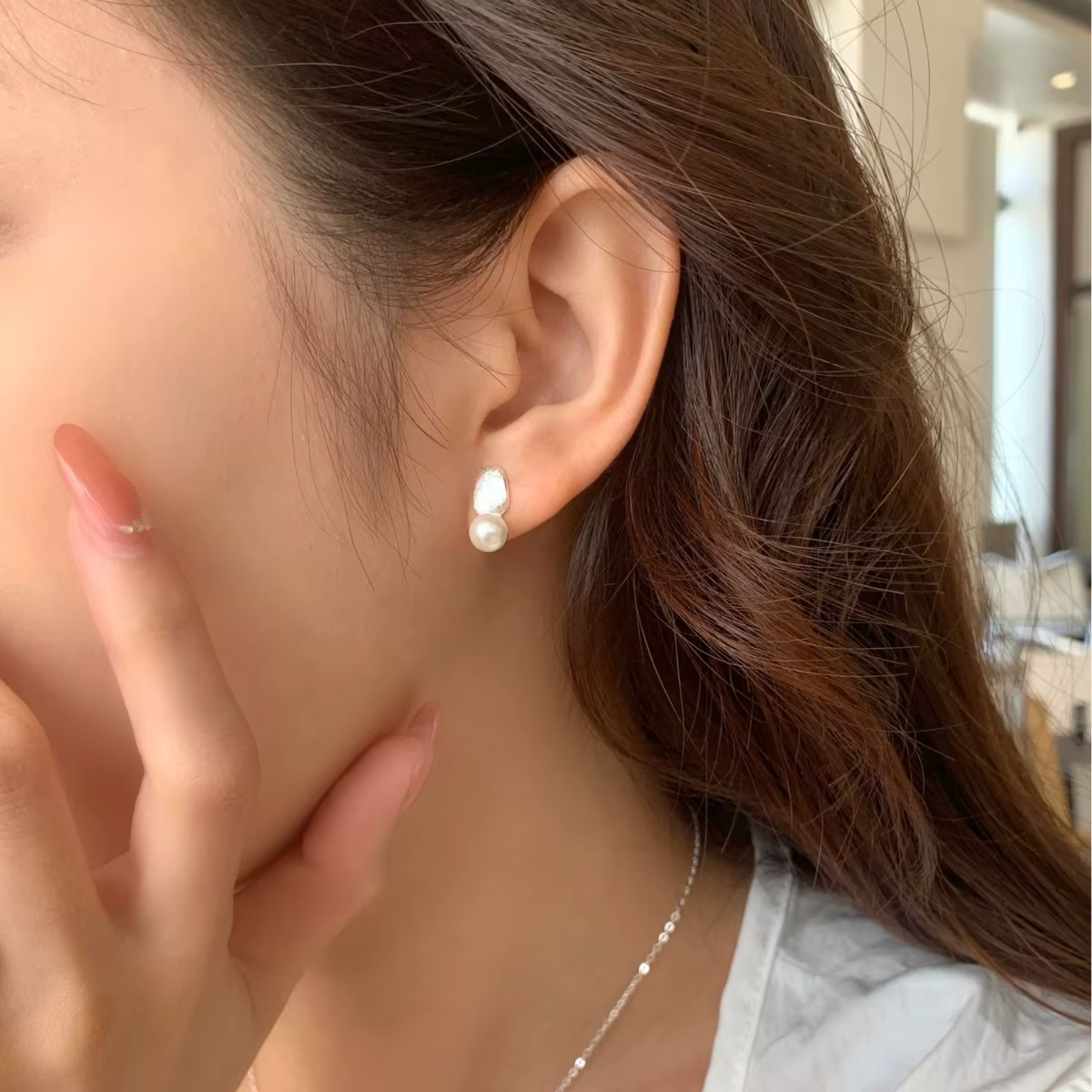 Amaiyllis-Boucles d'oreilles de forme irrégulière en argent regardé 925
