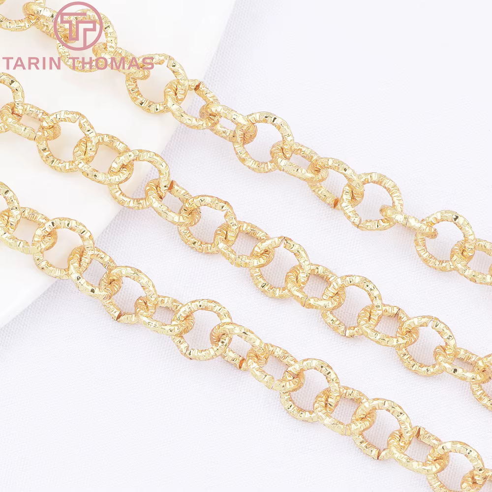 (10061) 18K couleur or alliage de laiton circulaire elliptique collier chaînes sac chaîne de haute qualité bijoux à bricoler soi-même faisant des accessoires