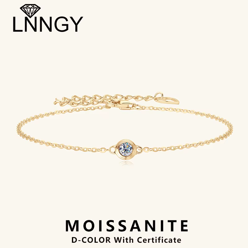 Lnngy-Bracelet Moissanite en Argent Sterling 925 pour Femme