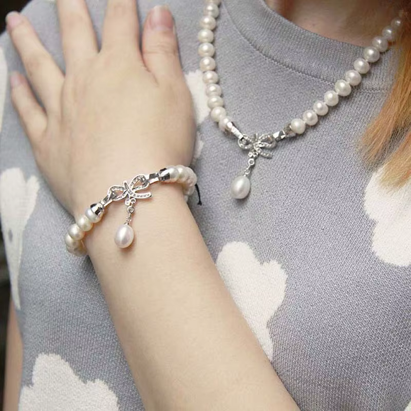 Ensemble de bijoux en perles d'eau douce pour femmes