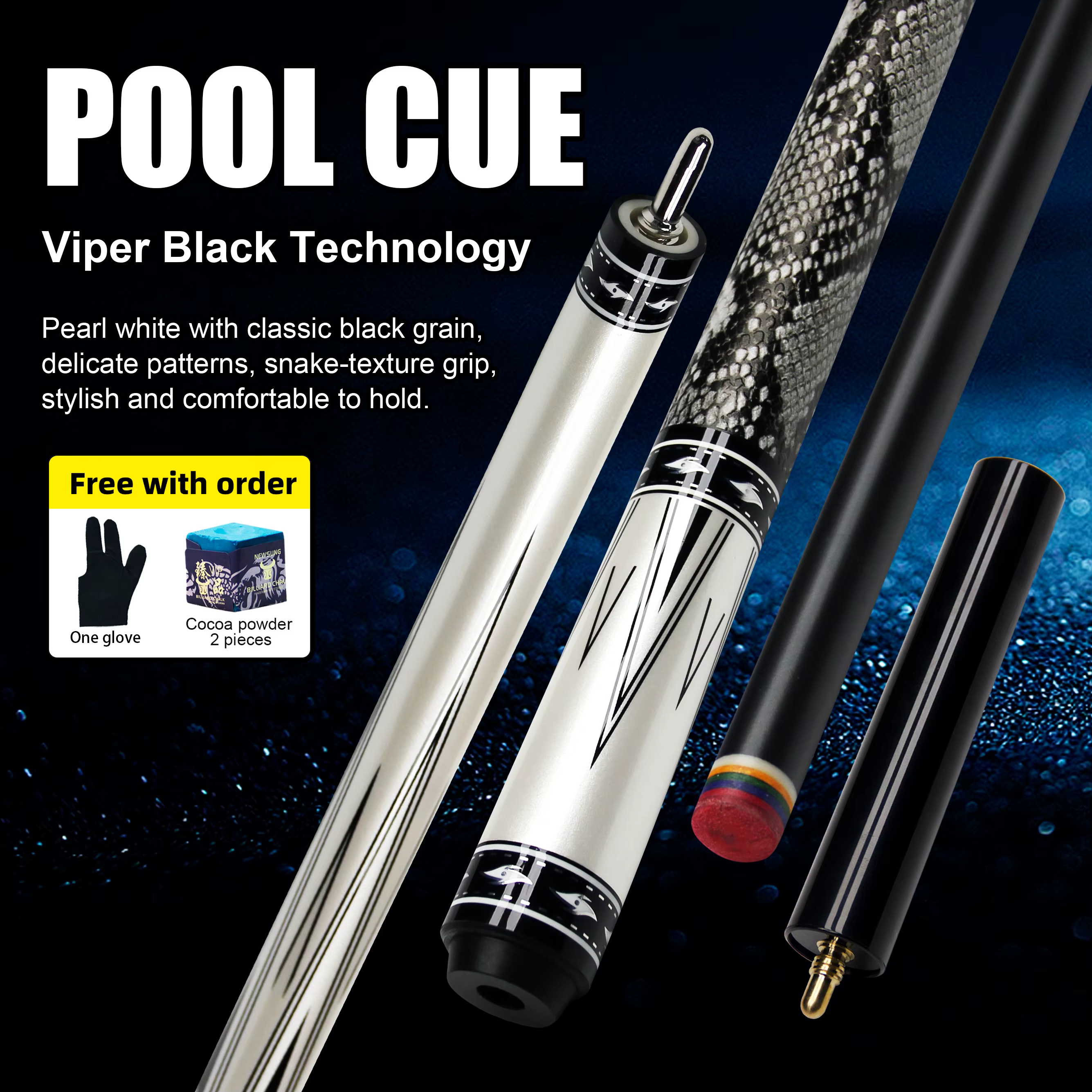Queue de billard Viper en fibre de carbone – Joint en acier inoxydable