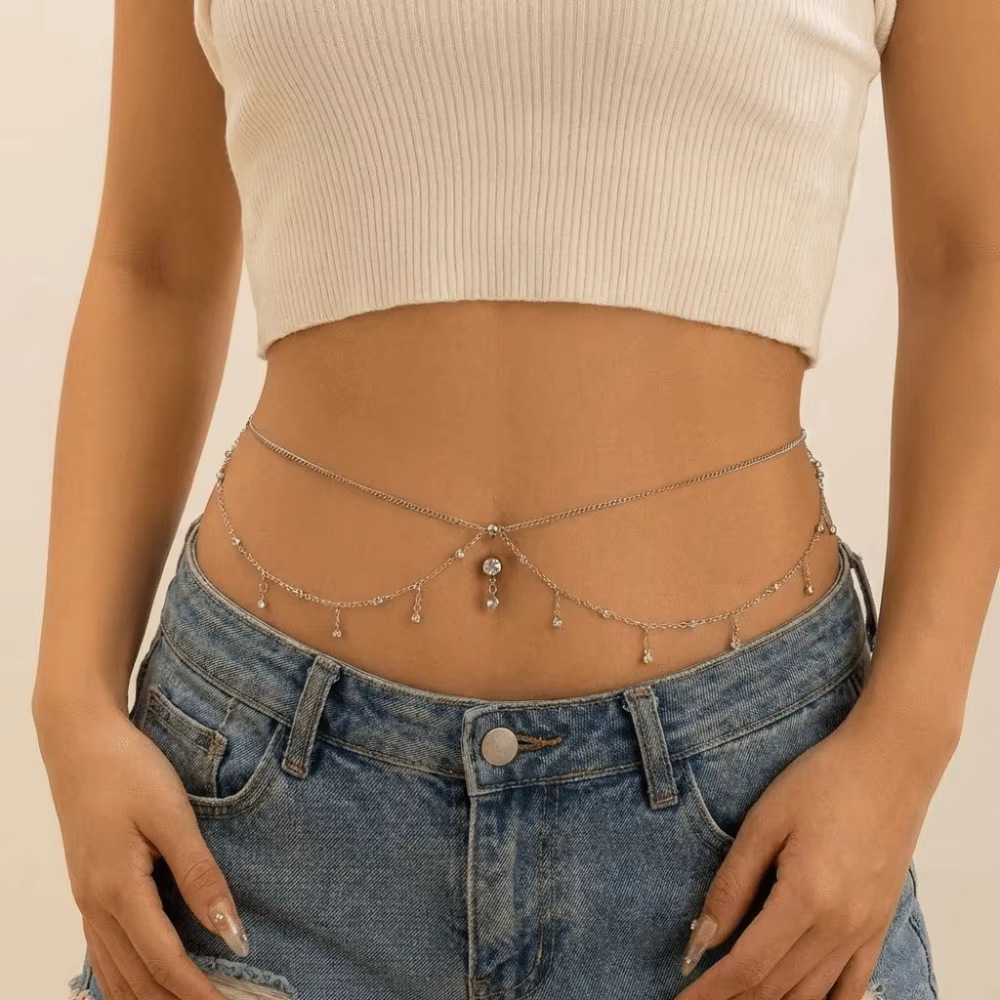 Chaîne de corps tendance en forme de goutte d'eau pour nombril