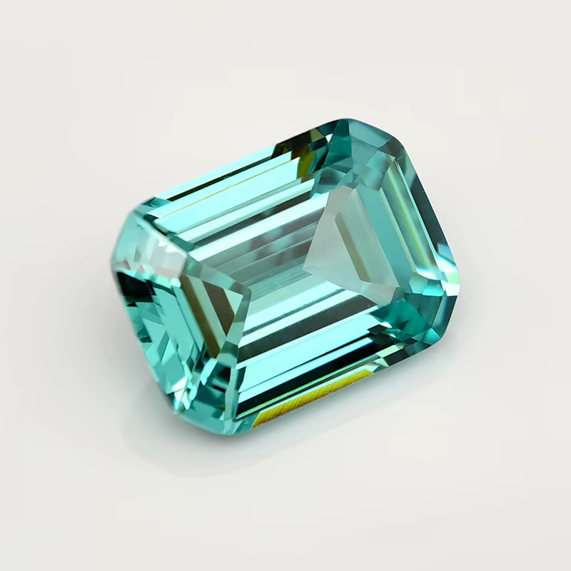 Nouvelles pierres de zircone cubique taillées en émeraude vert Paraiba/bleu Paraiba