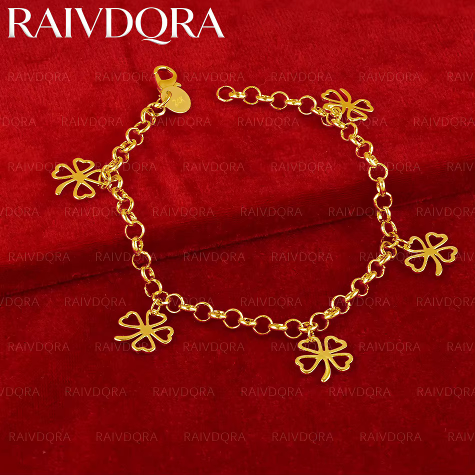 Bracelet pendentif trèfle plaqué or 18 carats pour femmes