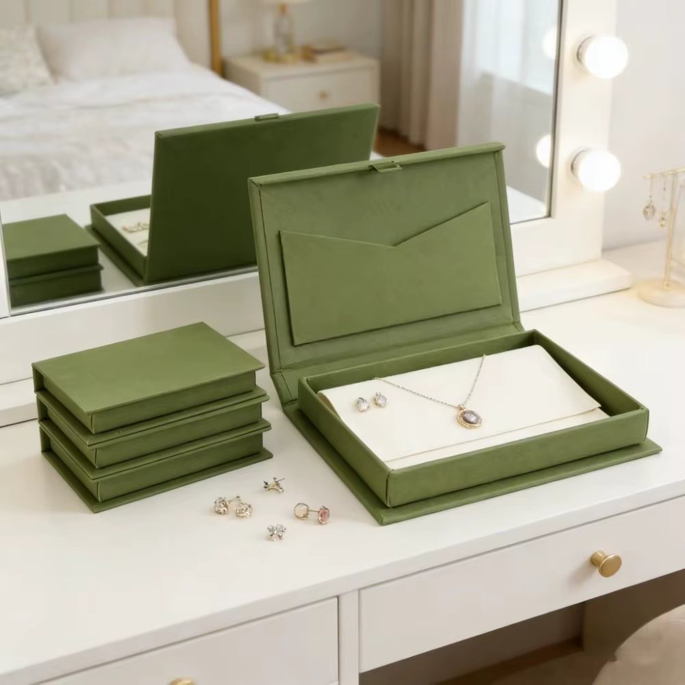 Boîte à bijoux portable à couvercle rabattable