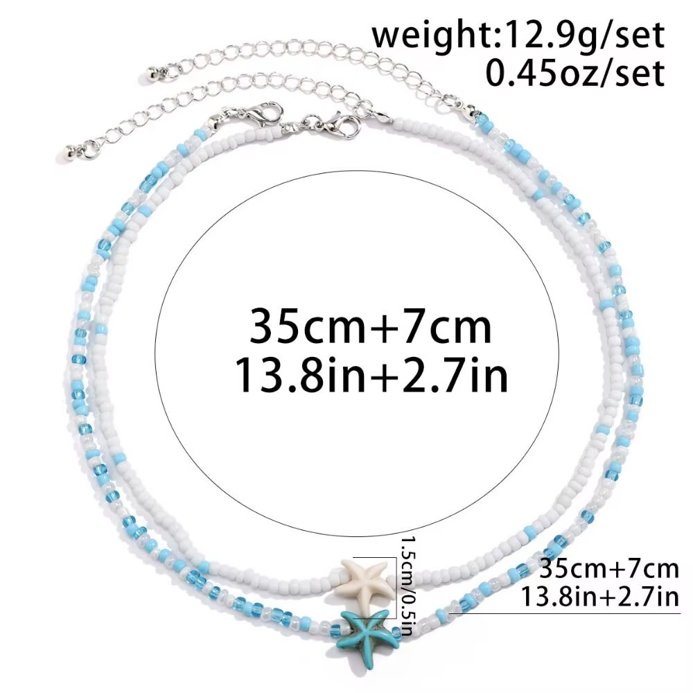 Collier avec pendentif coquillage et étoile de mer