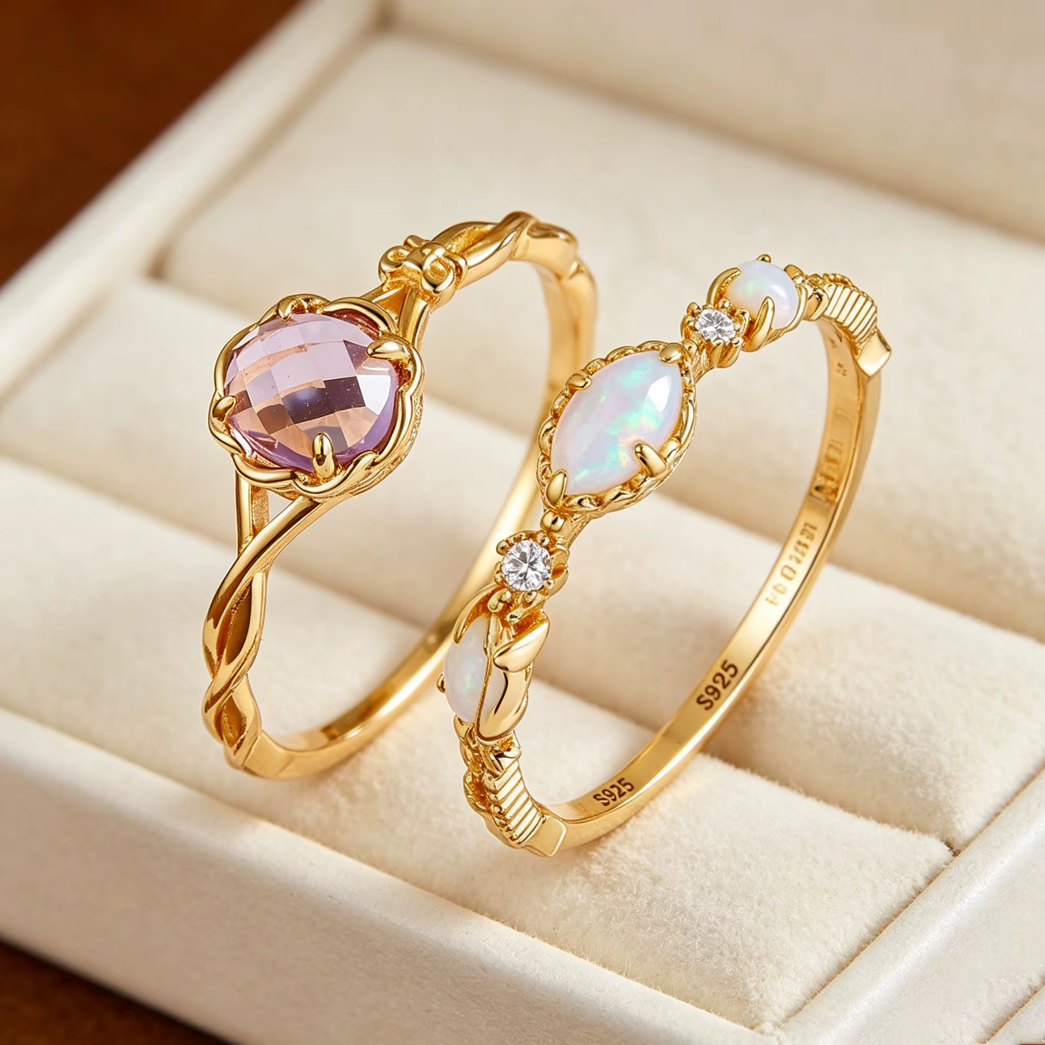 LAMOON – bague élégante en améthyste naturelle pour femmes