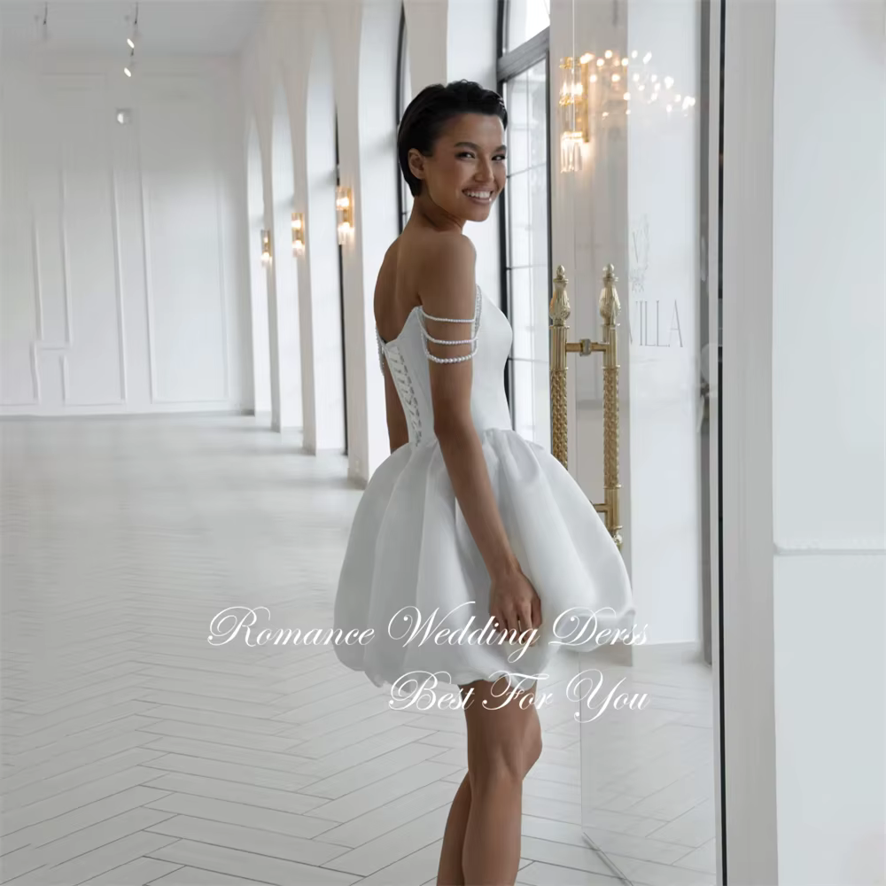 Robe De mariée courte en Satin plissée