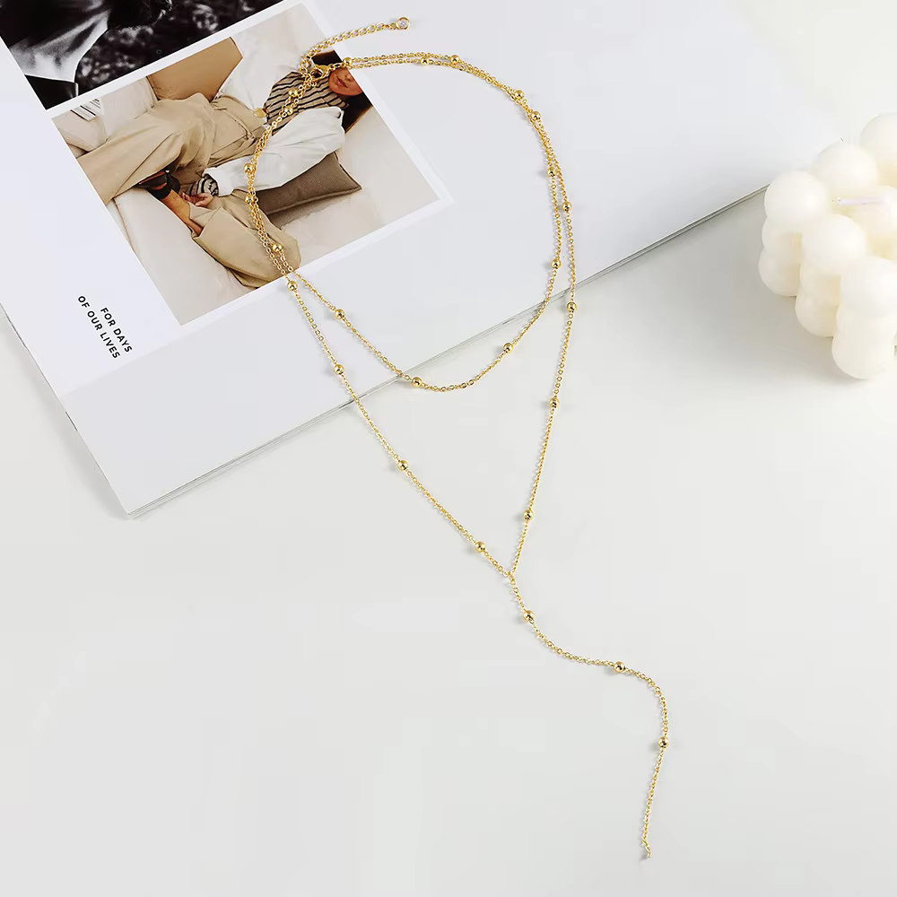 Collier Long délicat plaqué or 14 carats
