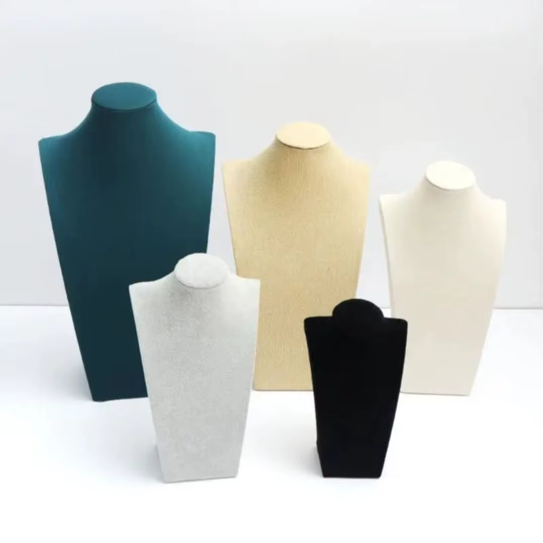 Présentoir de Buste de Bijoux en Velours