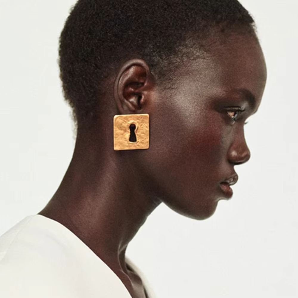 Boucles d'oreilles néo gothiques en alliage métallique plaqué or pour femmes