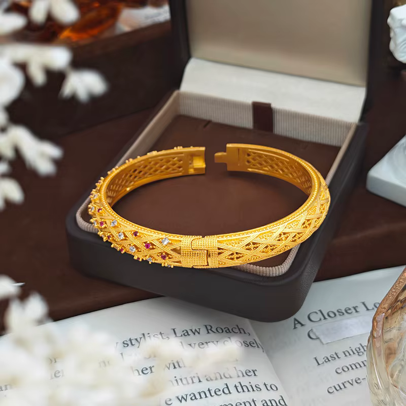 KISS&FLOWER – bracelets vintage brillants en or 24 carats pour femmes