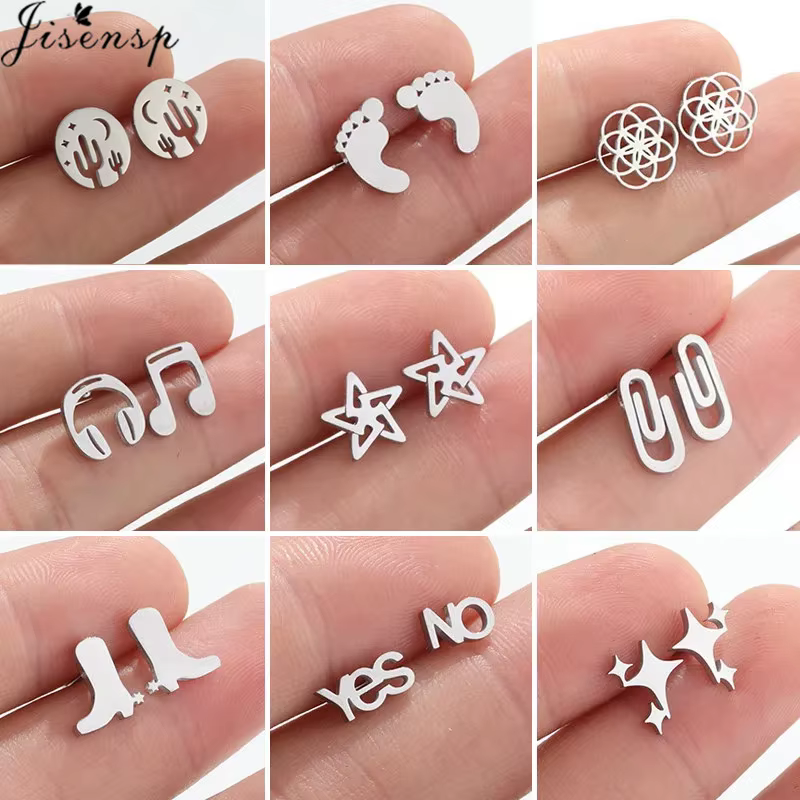 Boucles d'oreilles géométriques en acier inoxydable pour hommes et femmes
