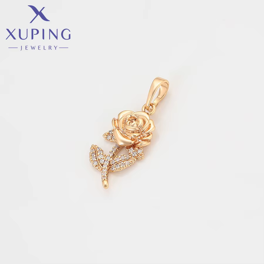 Xuping bijoux nouveau charme Rose fleur pendentif collier de couleur or