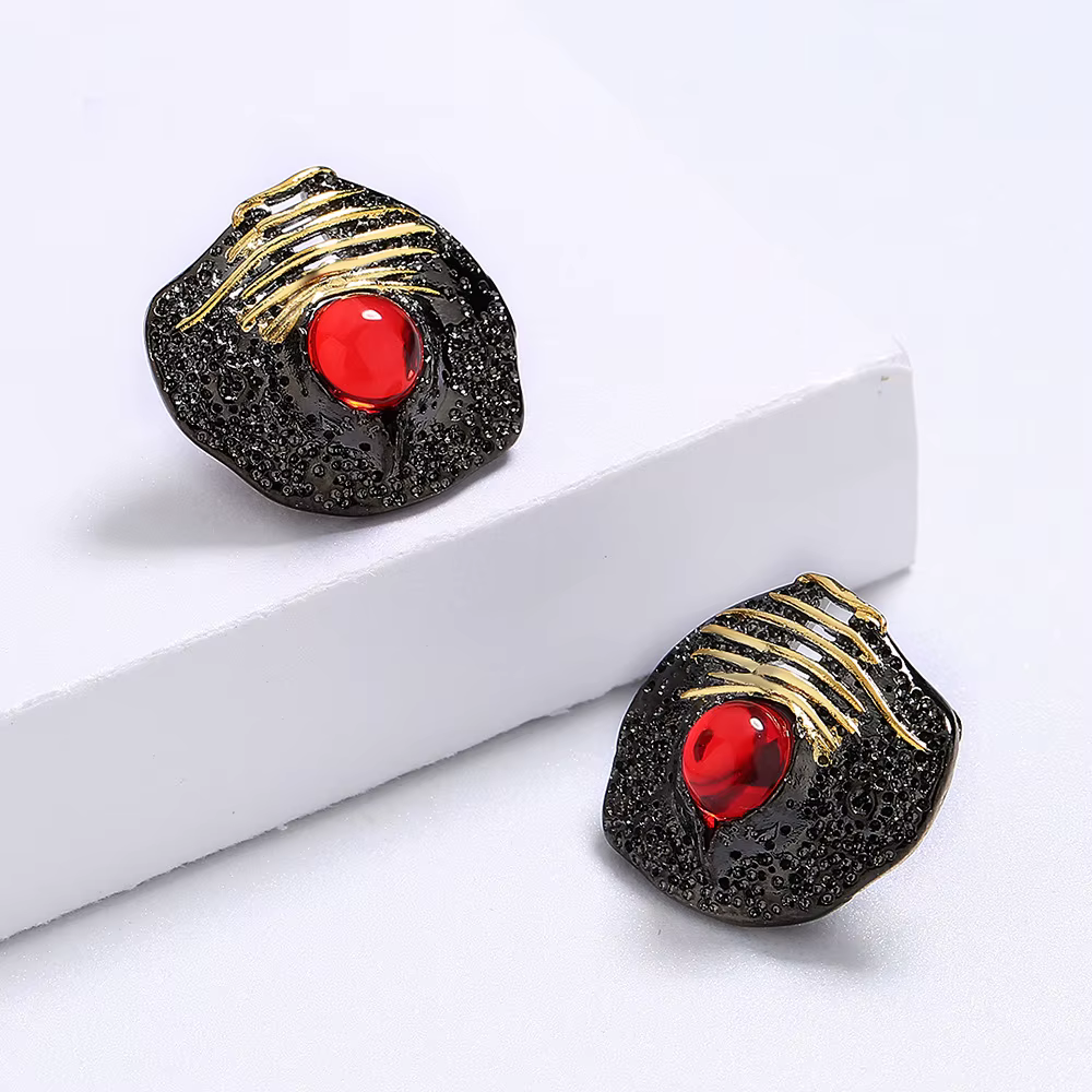 Boucle d'oreille créative pour femmes Unique irrégulière noir or