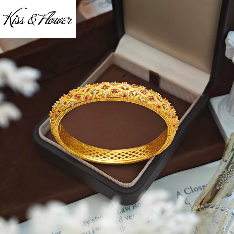 KISS&FLOWER – bracelets vintage brillants en or 24 carats pour femmes