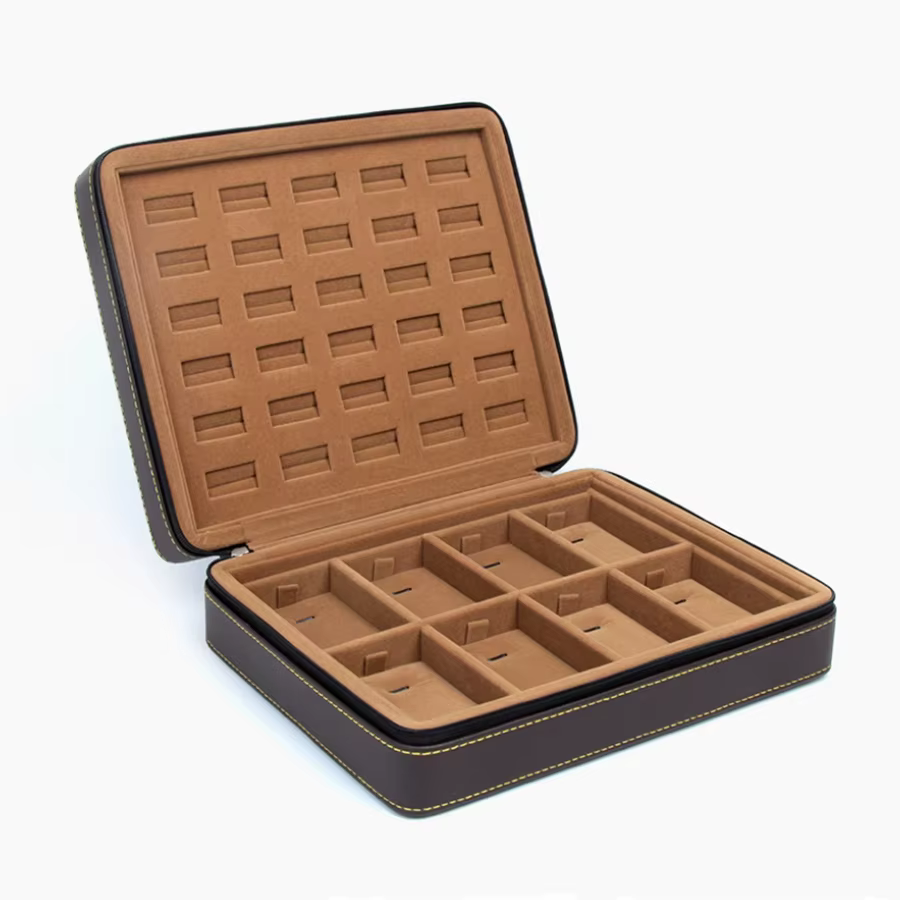Nouveau 2025 étuis à bijoux en cuir PU avec fermeture éclair organisateur