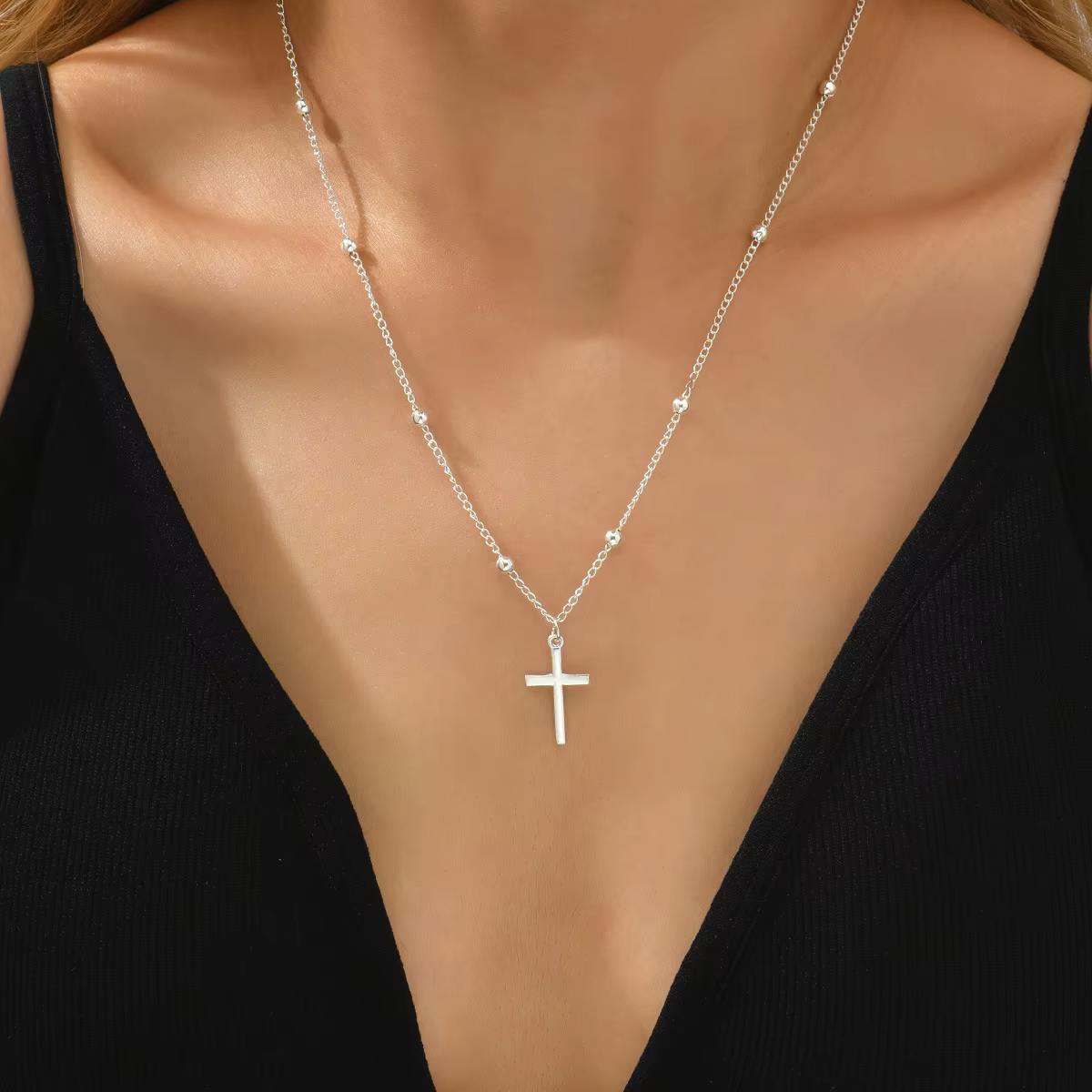 Nouveau 925 en argent Sterling croix collier personnalité Style Simple pendentif tour de cou religieux femme bijoux exquis