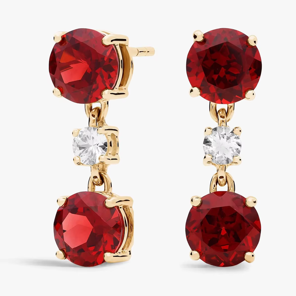 Boucles d'oreilles rondes en rubis et diamants