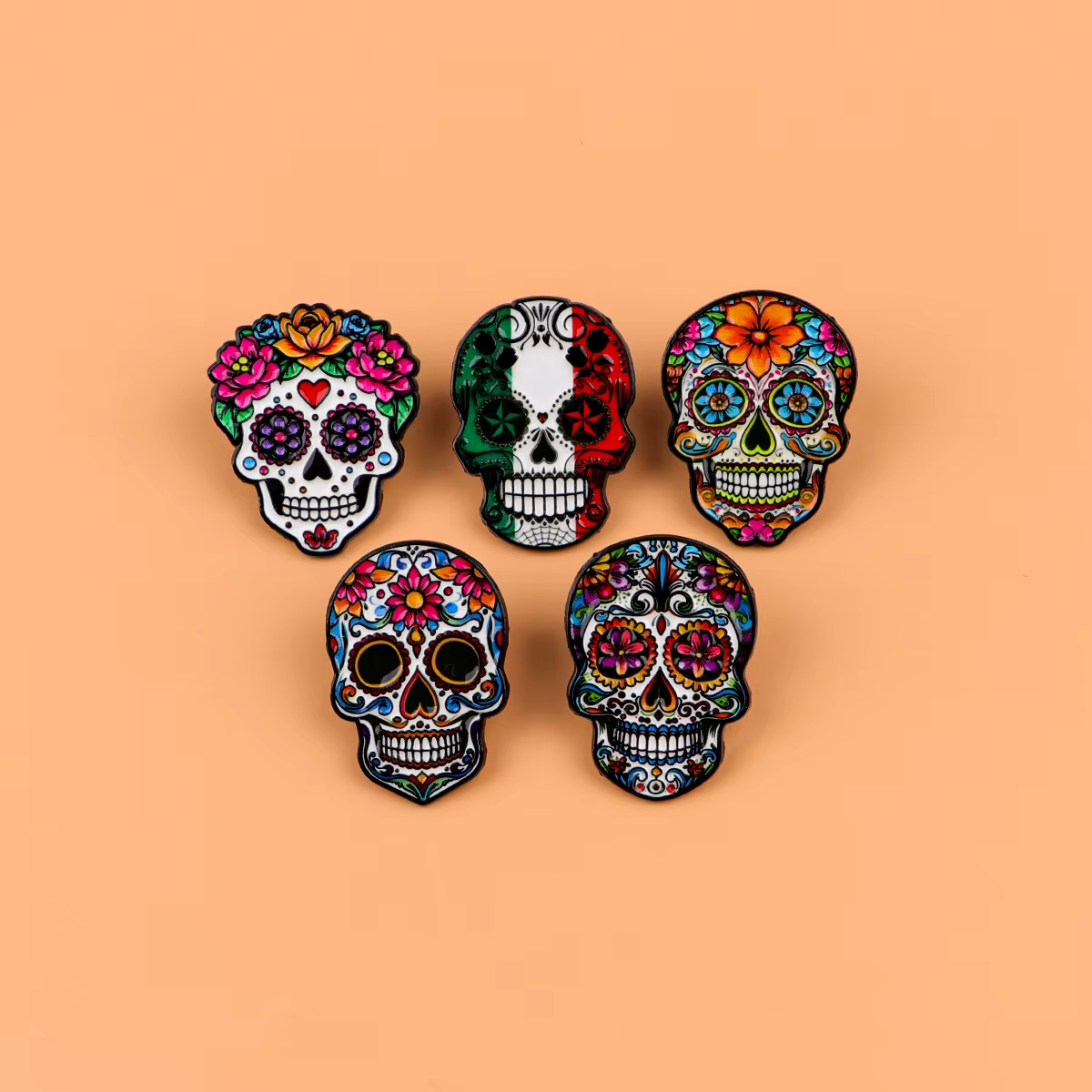Broches en émail crâne mexicain