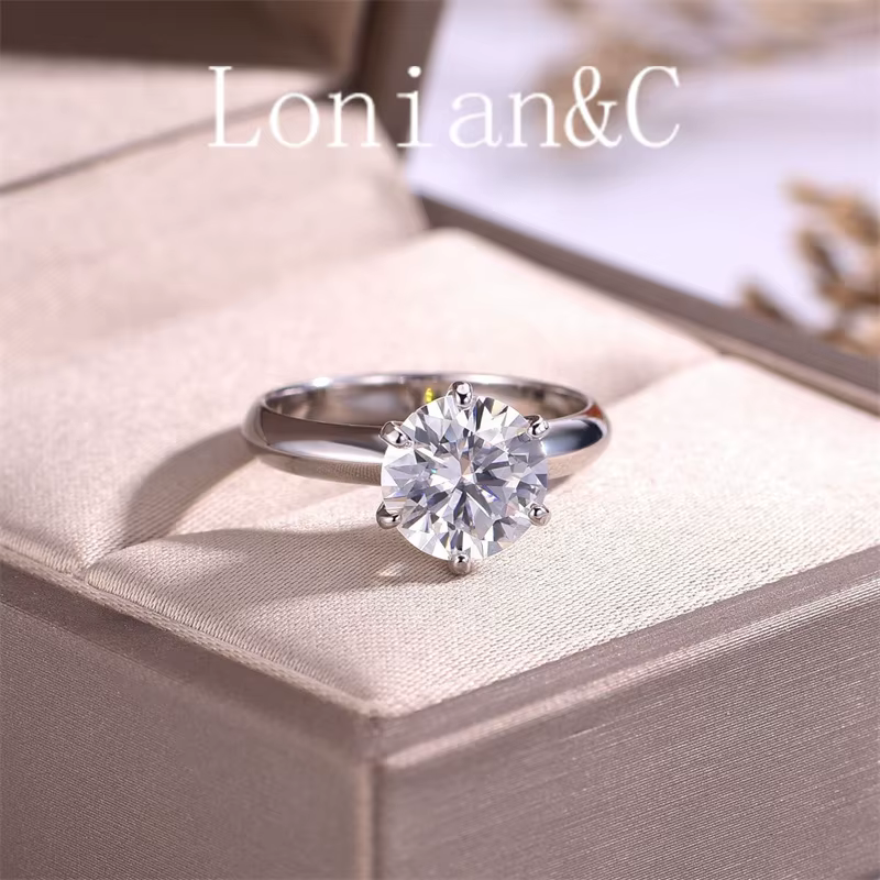 Bague de mariage classique à 6 griffes en or blanc 14K