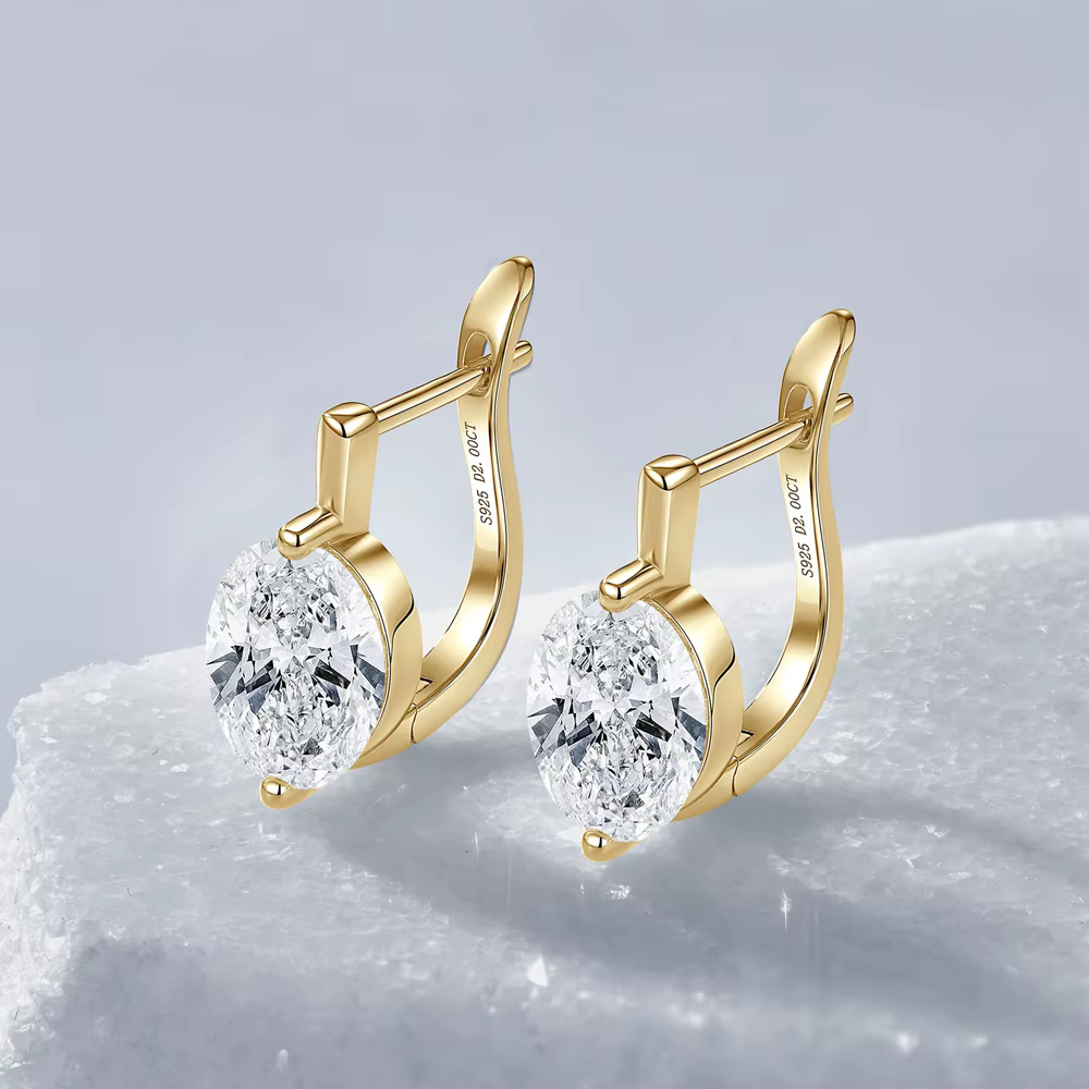 Boucles d'oreilles clous en argent sterling 925 avec diamants en moissanite véritable de 2 carats