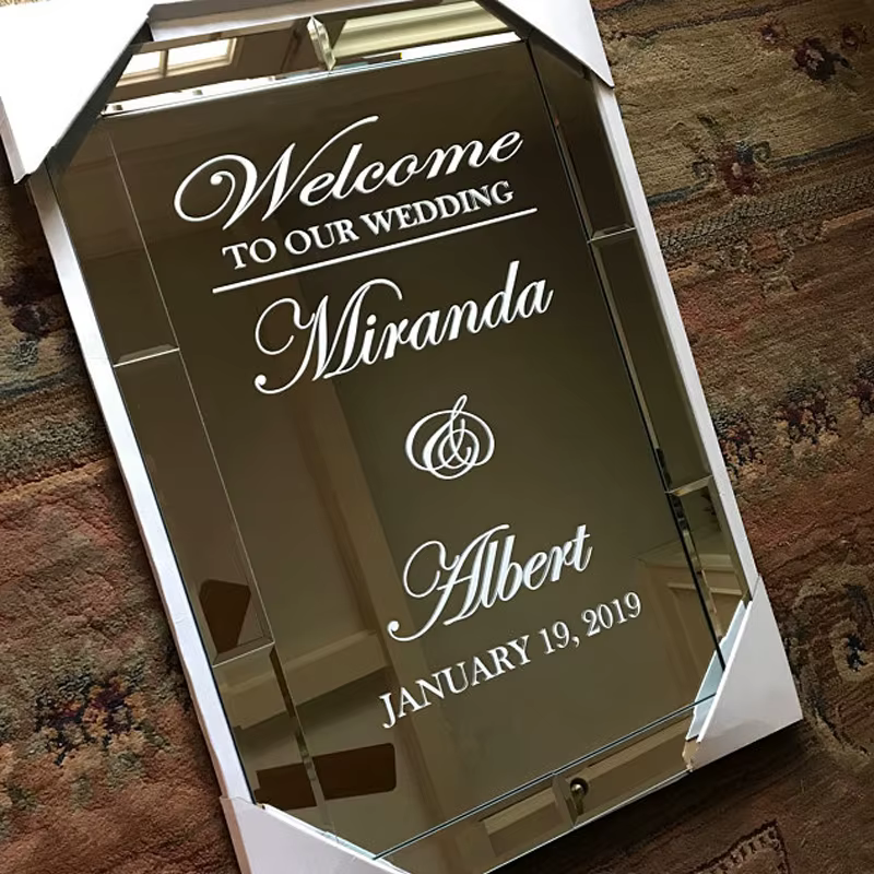 Autocollant en vinyle miroir de bienvenue pour mariage