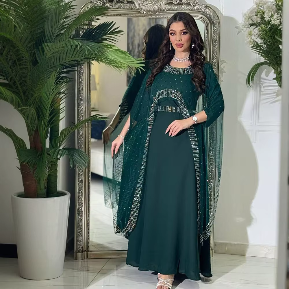 Dubaï marocain arabie saoudite musulmane luxe mode femmes vêtements Abaya diamant ensemble Robe
