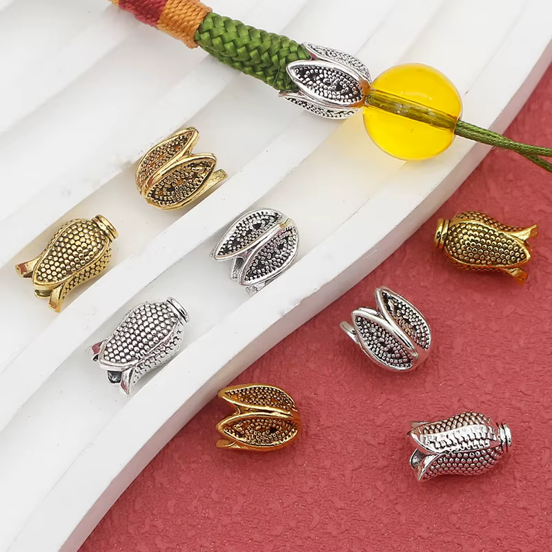 Bouchons de perles en argent Antique en forme de fleur douce