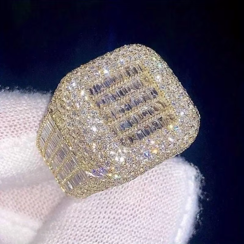 Magnifique bague de mariage large plaquée or pour femme