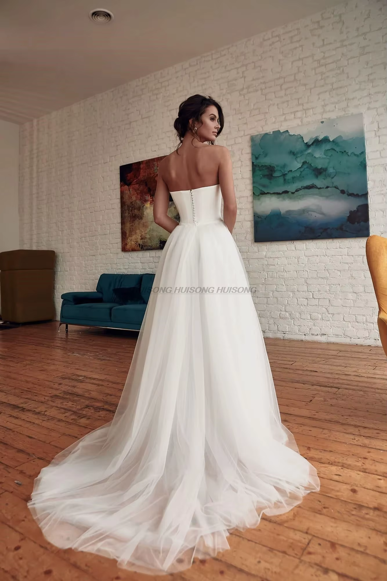 Combinaison de mariage bohémien avec traîne détachable