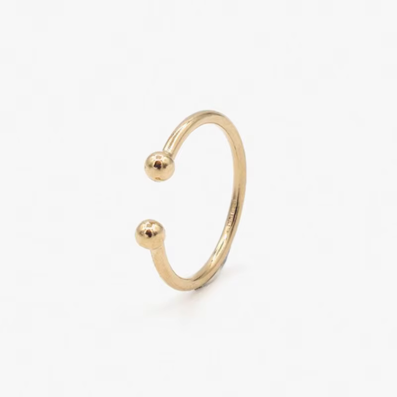 Bague plaine empilable réglable en or 14 carats