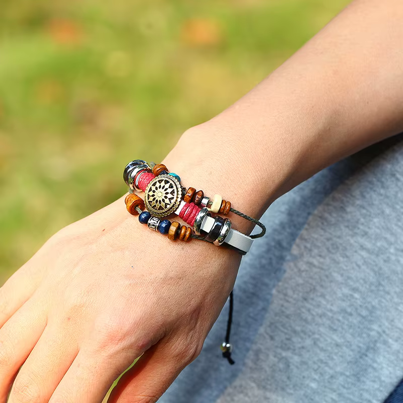Bracelet Boho en cuir véritable