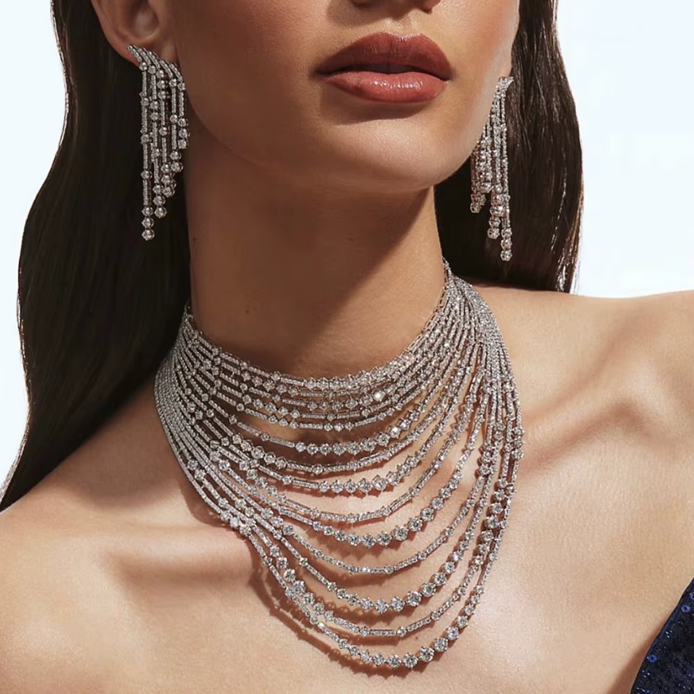 Missvikki luxe mode squelette mariée ensembles de bijoux de mariage collier bracelet boucles d'oreilles bague 4 pièces