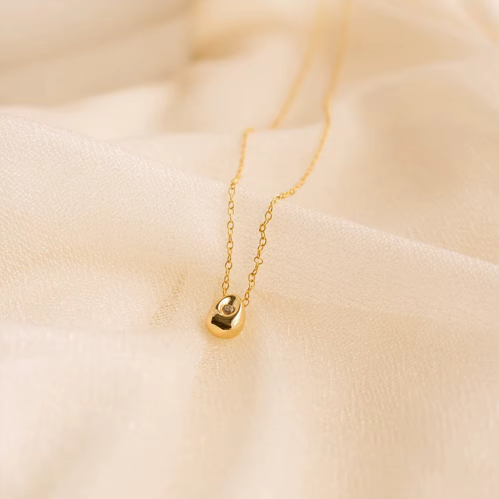 Collier pendentif goutte d'eau en acier inoxydable plaqué or pour femme EManco