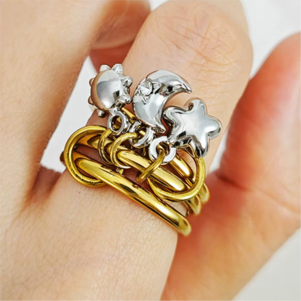 Ensemble de bagues pendantes lune