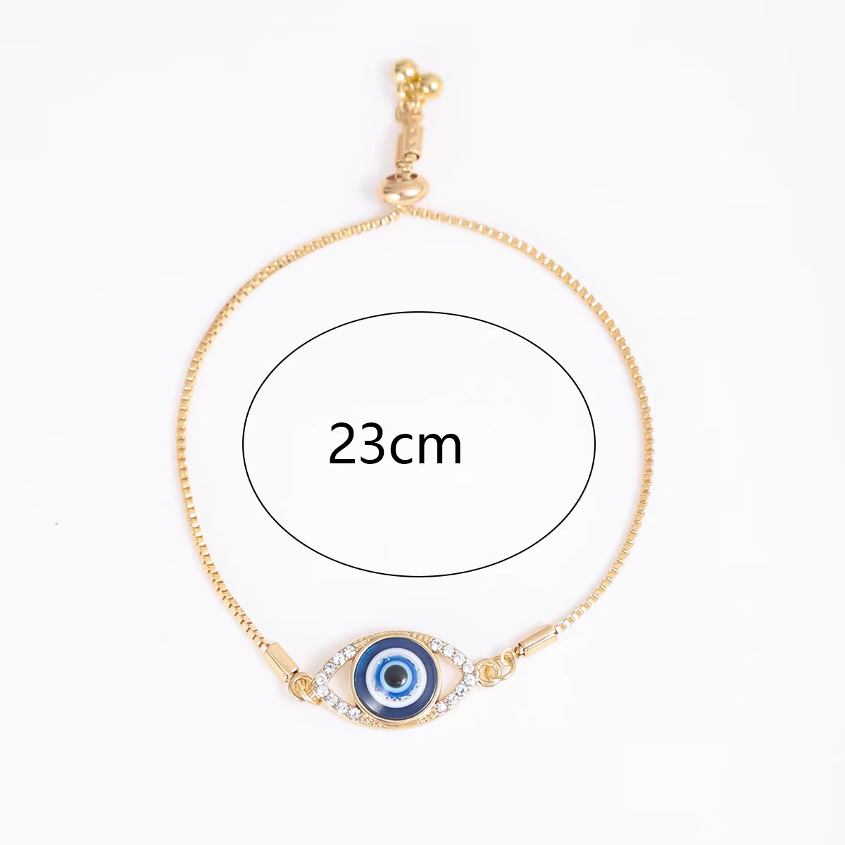 Bracelet ajustable plaqué or avec œil porte-bonheur