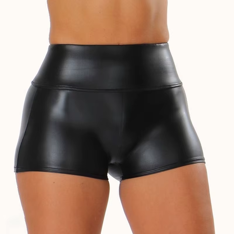 Short sexy en faux cuir PU pour femmes