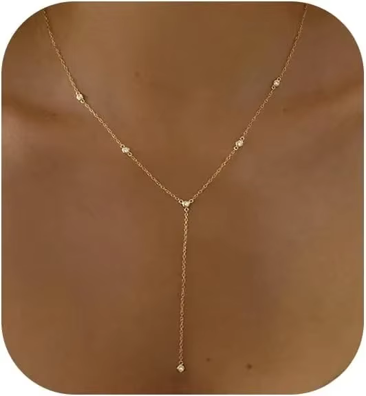 Collier Lariat plaqué or CZ pour femmes
